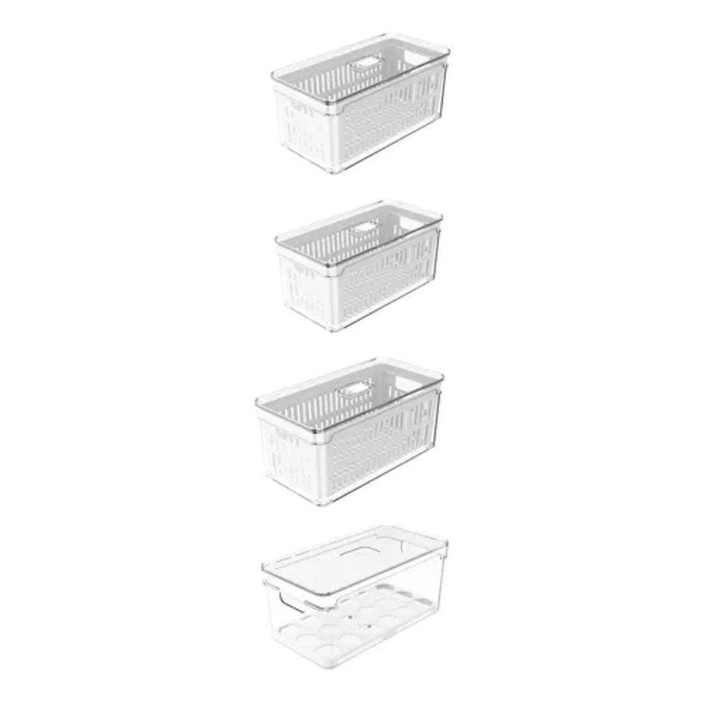 Kit 4 Organizador Geladeira Porta Frutas Legumes Verduras