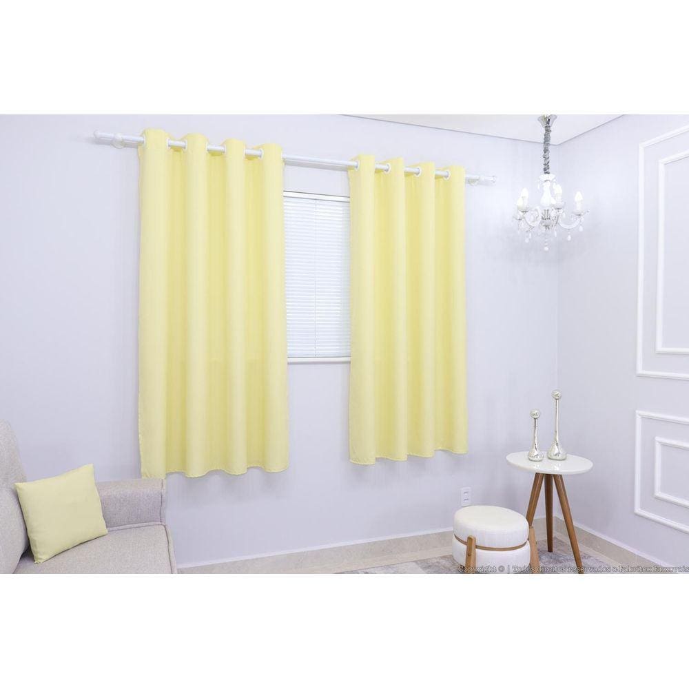 Cortina Lana Amarelo-Bebê Oxford 300X180 Para Sala/Quarto