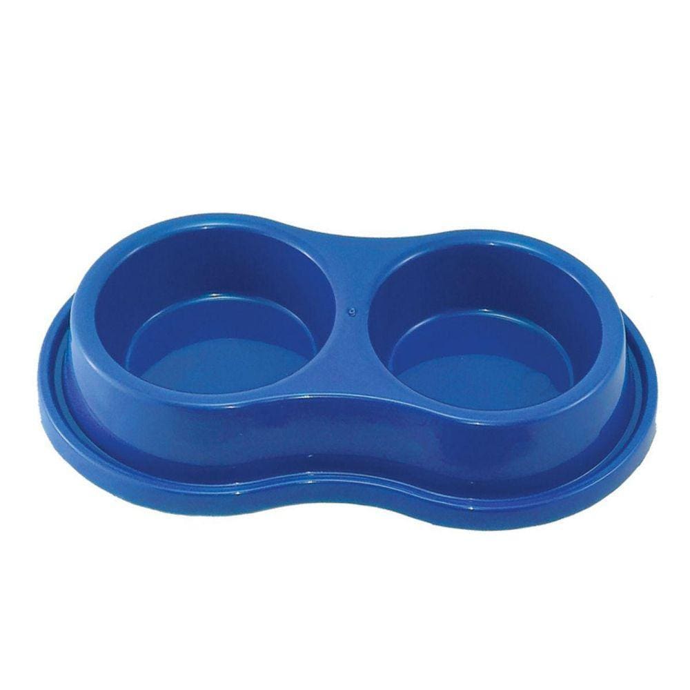 Comedouro Bebedouro Duplo Anti-Formigas Cão Gato G Azul