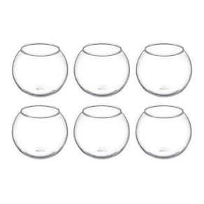 Kit 6 Mini Vaso Aquário Castiçal Redondo De Vidro 750Ml