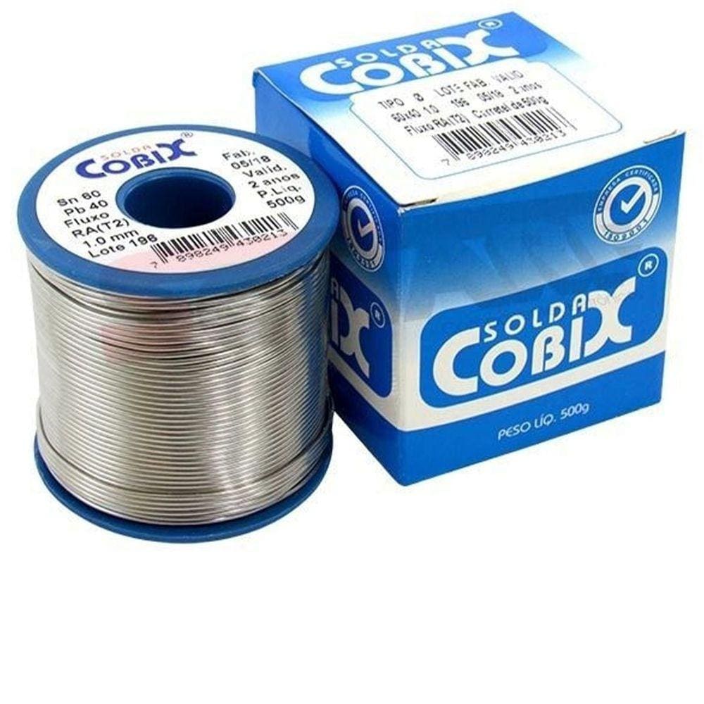 Solda Estanho 60x40 1mm C/ Fluxo Ra (T2) Rolo 500g Cobix