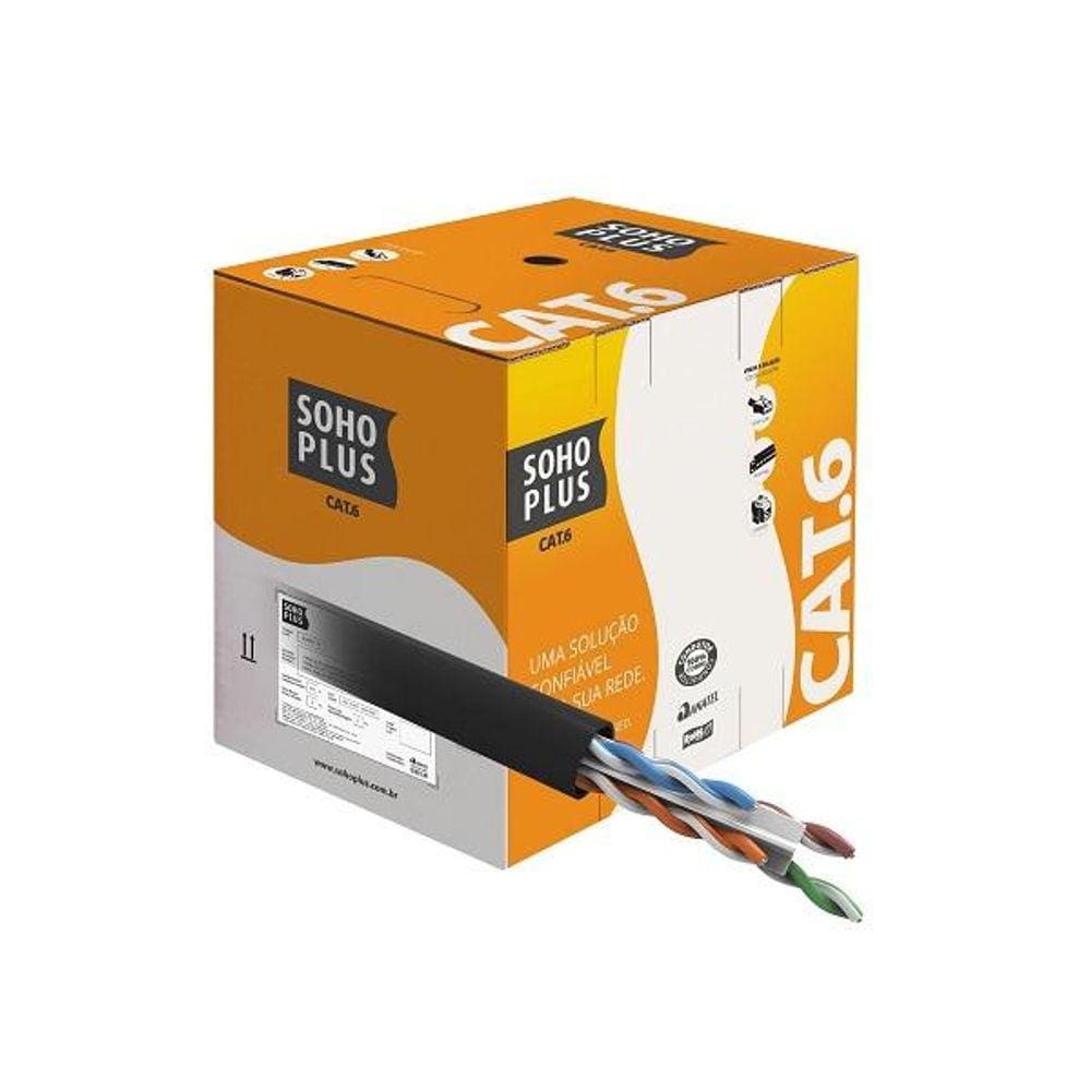 Cabo de Rede Cat6 CMX Soho 305m, Preto FURUKAWA