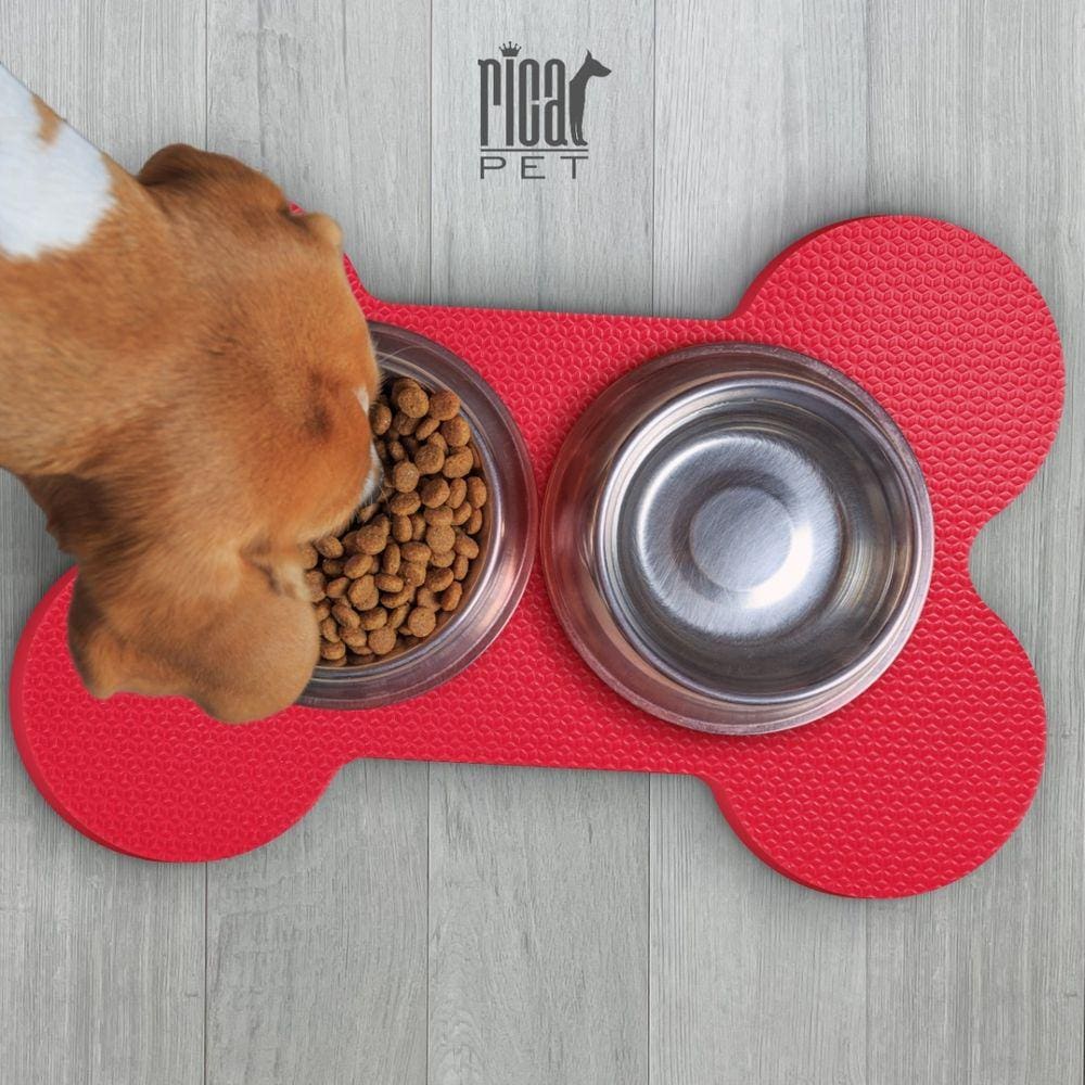 Tapete Pet Para Comedouro Tigela 50x30cm Vermelho Cães Gatos