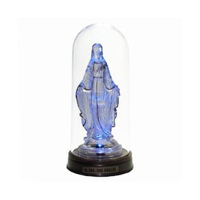 Luminária Imagem Nossa Senhora Das Graças Redoma E Led Azul