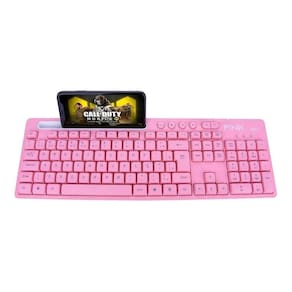 Teclado Rosa Keyboard Br Com Ç Plug And Play Para Computador