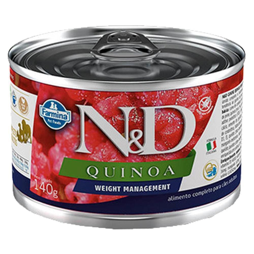 Ração Úmida N&D Lata Cães Quinoa Weight Cordeiro 140G