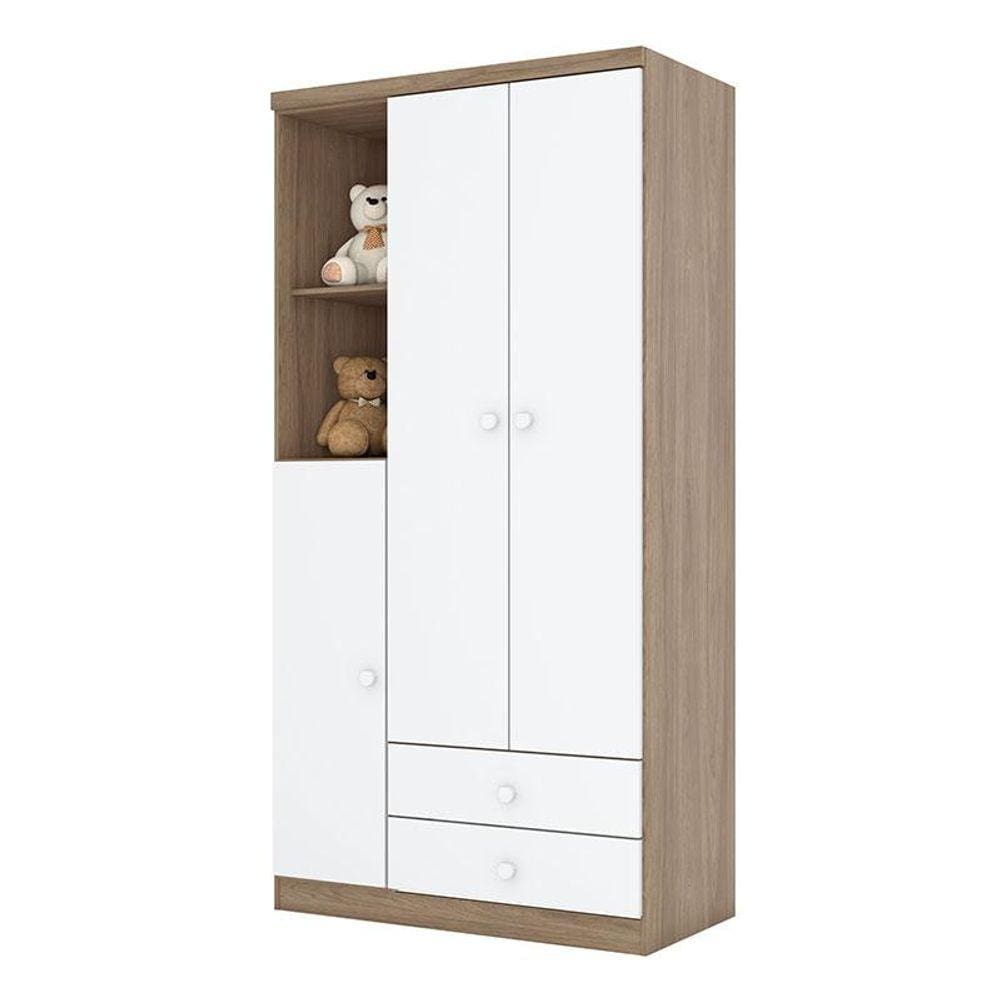 Guarda Roupa Infantil Pique-Esconde Rústico Branco - Henn