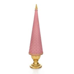Árvore De Natal Em Resina Rosa E Dourado 45Cm