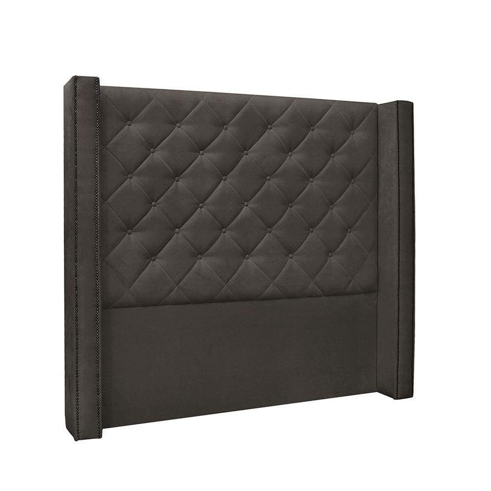 Cabeceira Vicenza Cama Box King 195 Cm Suede Cinza
