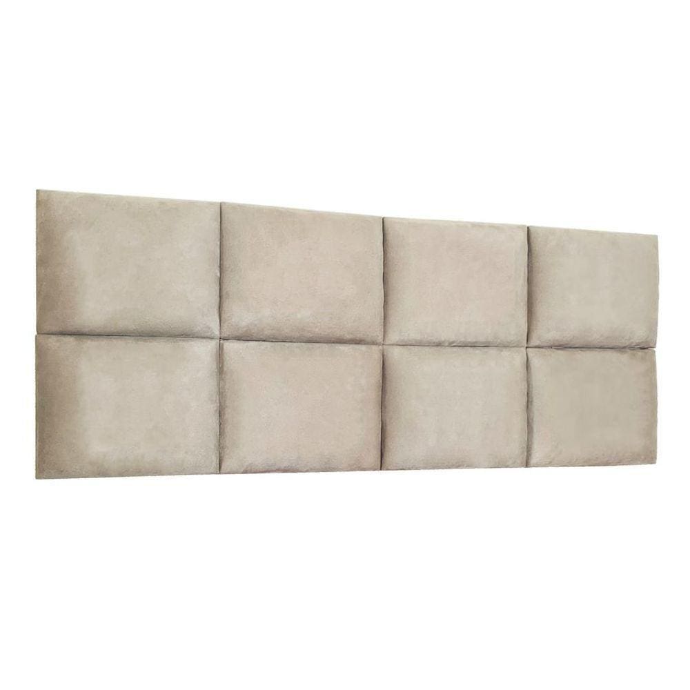 Cabeceira Painel Modulada Solteiro 0,90m Lorena Suede Cor Bege