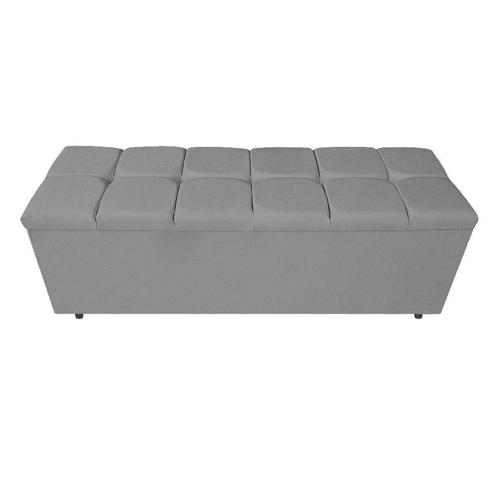 Calçadeira Estofada Manchester 160cm Queen Size Corano Cinza