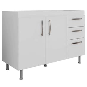 Balcão Gabinete De Pia Sem Tampo 120Cm 2 Portas Nathan - Nathy Móveis Branco