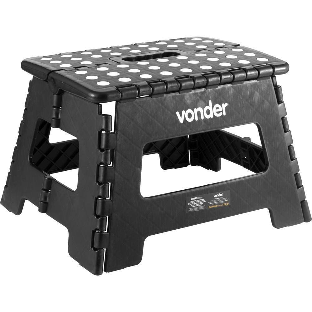 Banqueta Plástica Dobrável Preta Altura 220 Mm Vonder