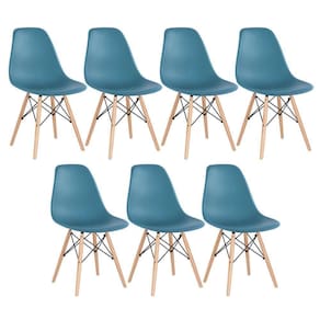 Kit 7 Cadeiras Charles Eames Eiffel Dsw Com Pés De Madeira Clara Turquesa