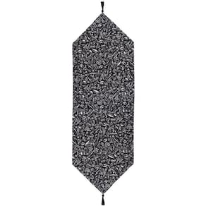 Caminho De Mesa 1,50m X 46cm Tecido Misto Preto E Branco