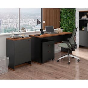 Kit Escritório Mesa Gaveteiro Balcão Berlin - ViaNossa