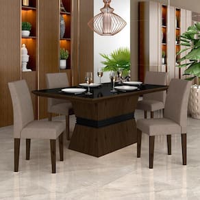 Mesa Com 4 Cadeiras 1,36 Versalhes Imb/preto/capucc - Móveis Arapongas