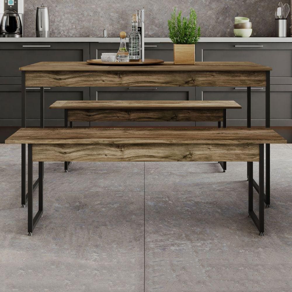 Mesa De Jantar 4 Lugares Tub Carvalho Dark/preto - Compace