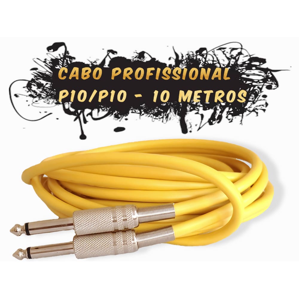 02Un Cabo P10 10 Metros Caixa De Som Violão Guitarra
