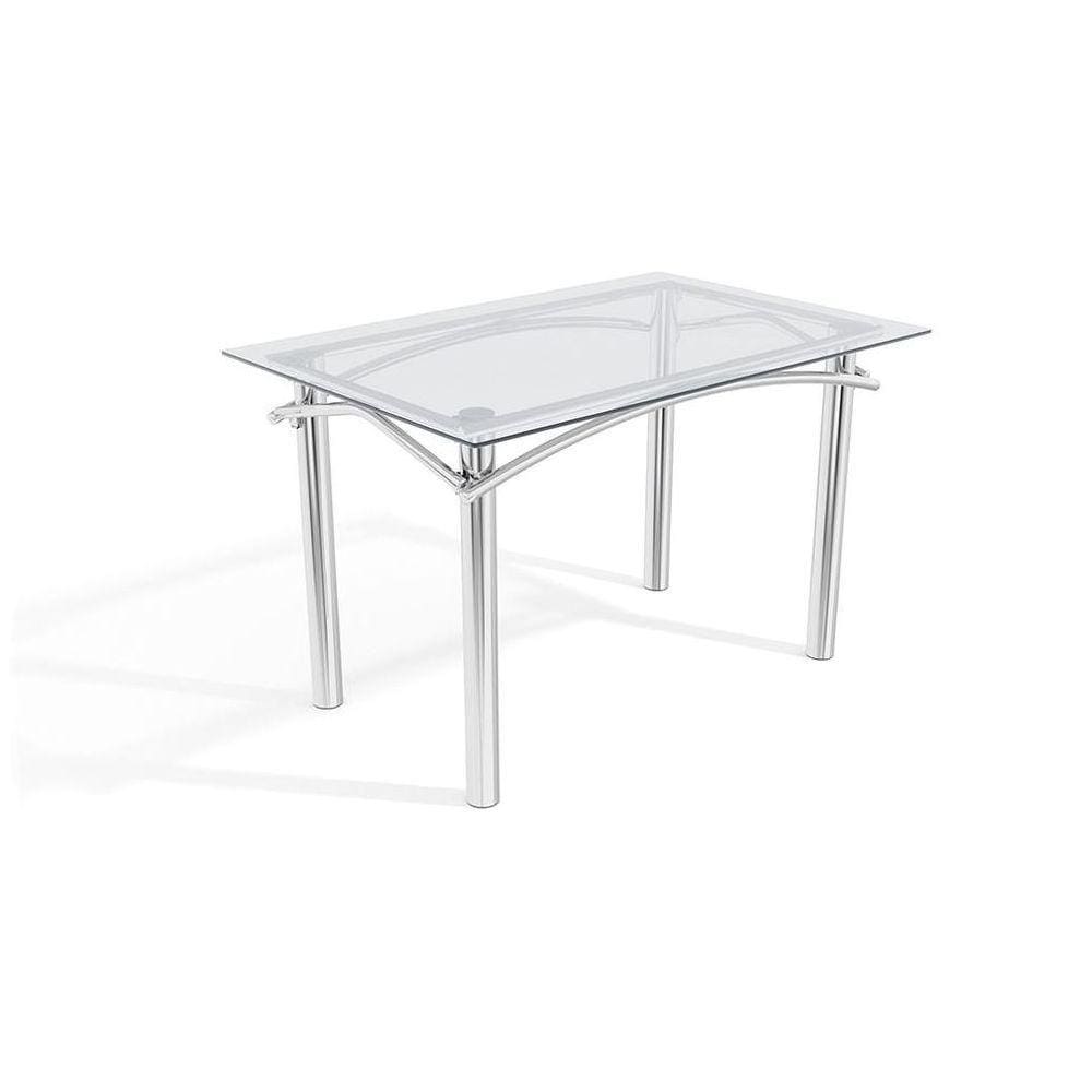 Mesa Elba Cromada Com Tampo De Vidro Incolor 1,20m