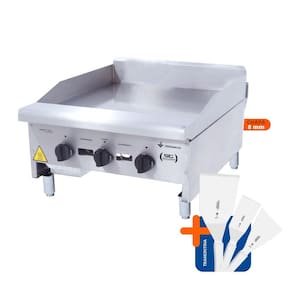 Chapa Americana Profissional 60cm a Gás 8mm Lisa Inox CG60 e Conjunto de Espátulas - Venâncio