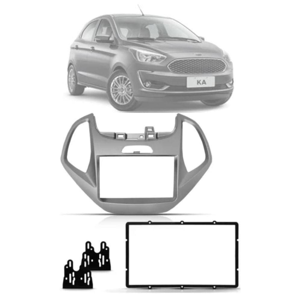 Moldura Fiamon 2 Din 4014 Prata Ford Ka/Ka+ de 2014 até 2018