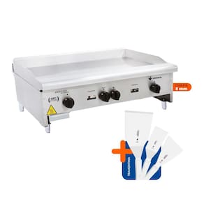 Chapa Americana Profissional 90cm a Gás 8mm Lisa Inox CG90 e Conjunto de Espátulas - Venâncio