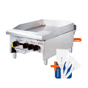 Chapa Americana Profissional 45cm a Gás 8mm Lisa Inox CG45 e Conjunto de Espátulas - Venâncio