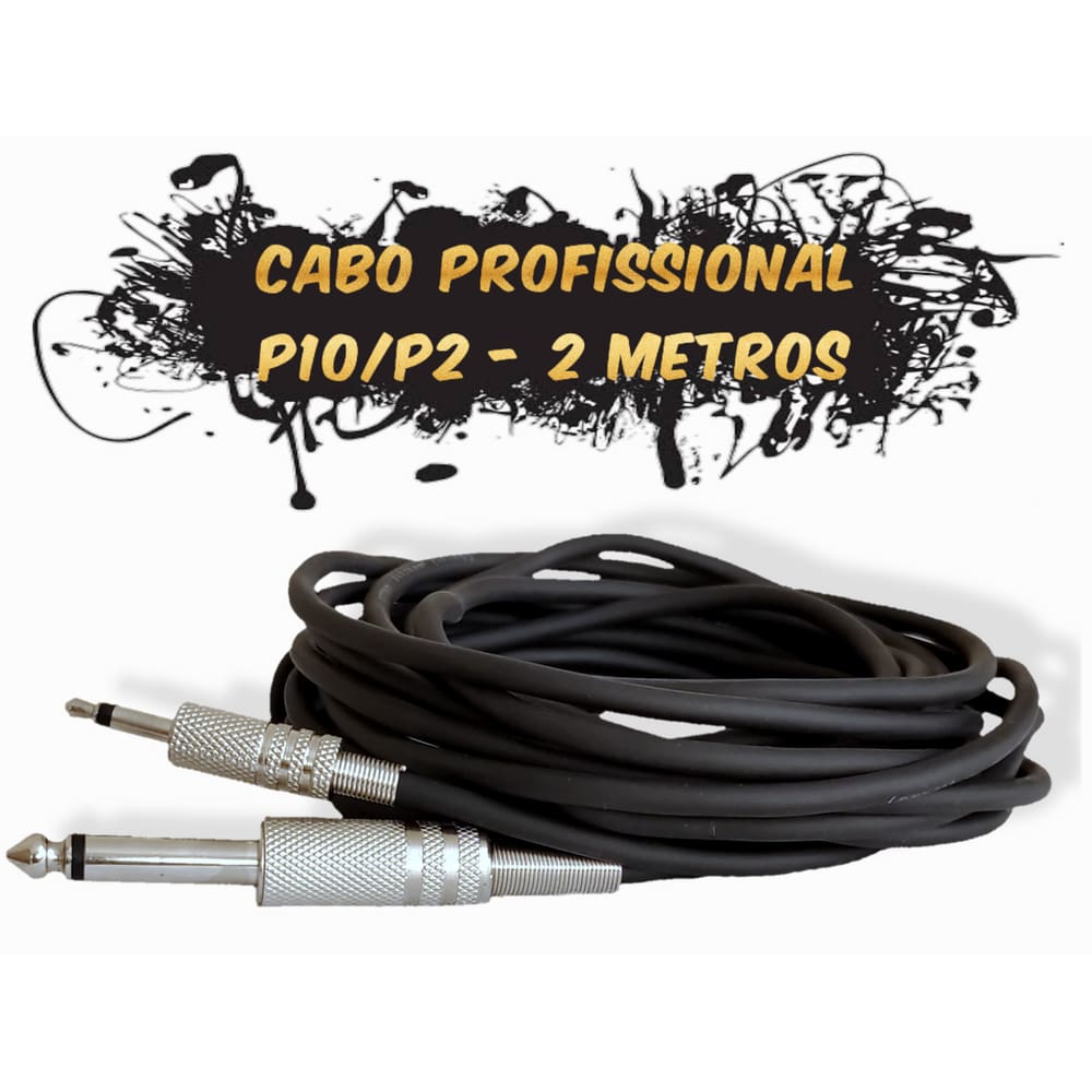 Cabo P2/ P10 2Metros Caixa De Som Violão Guitarra Prime