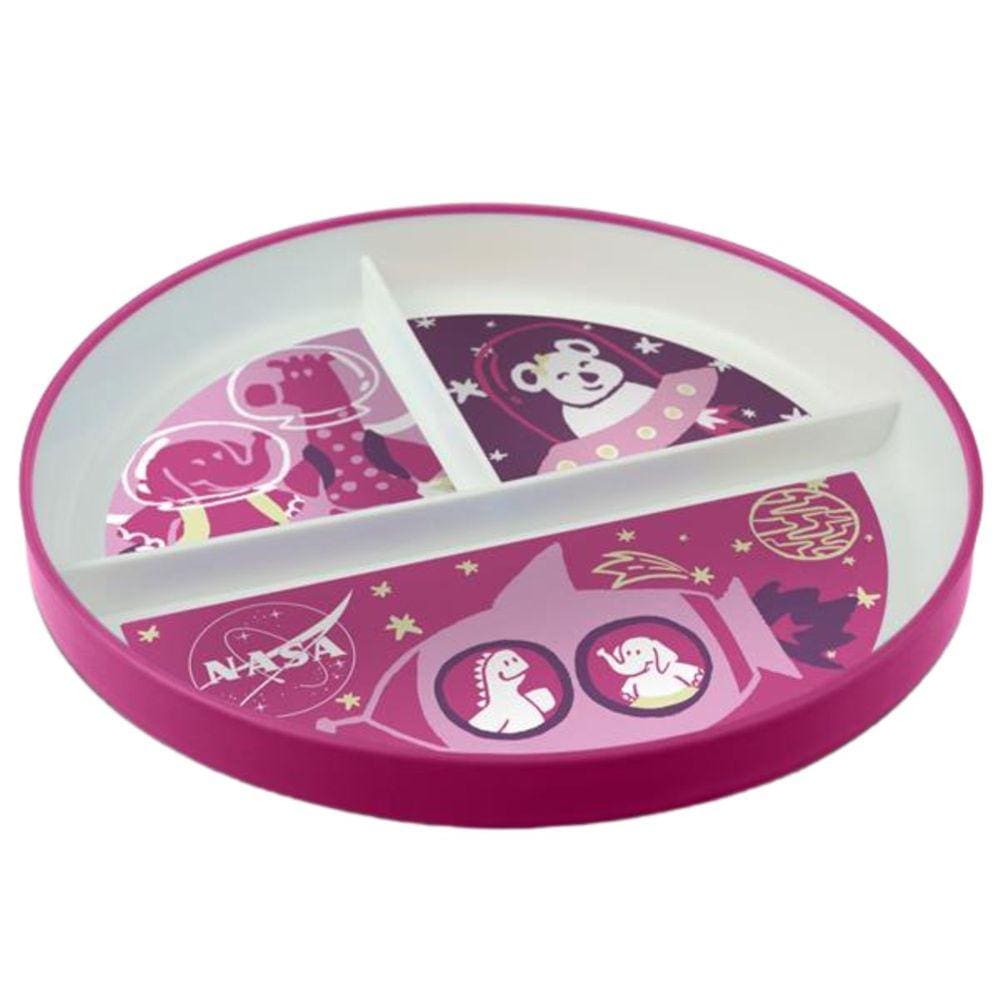 Pratinho Infantil Com Divisorias Para Bebê Nasa Rosa  BB1219