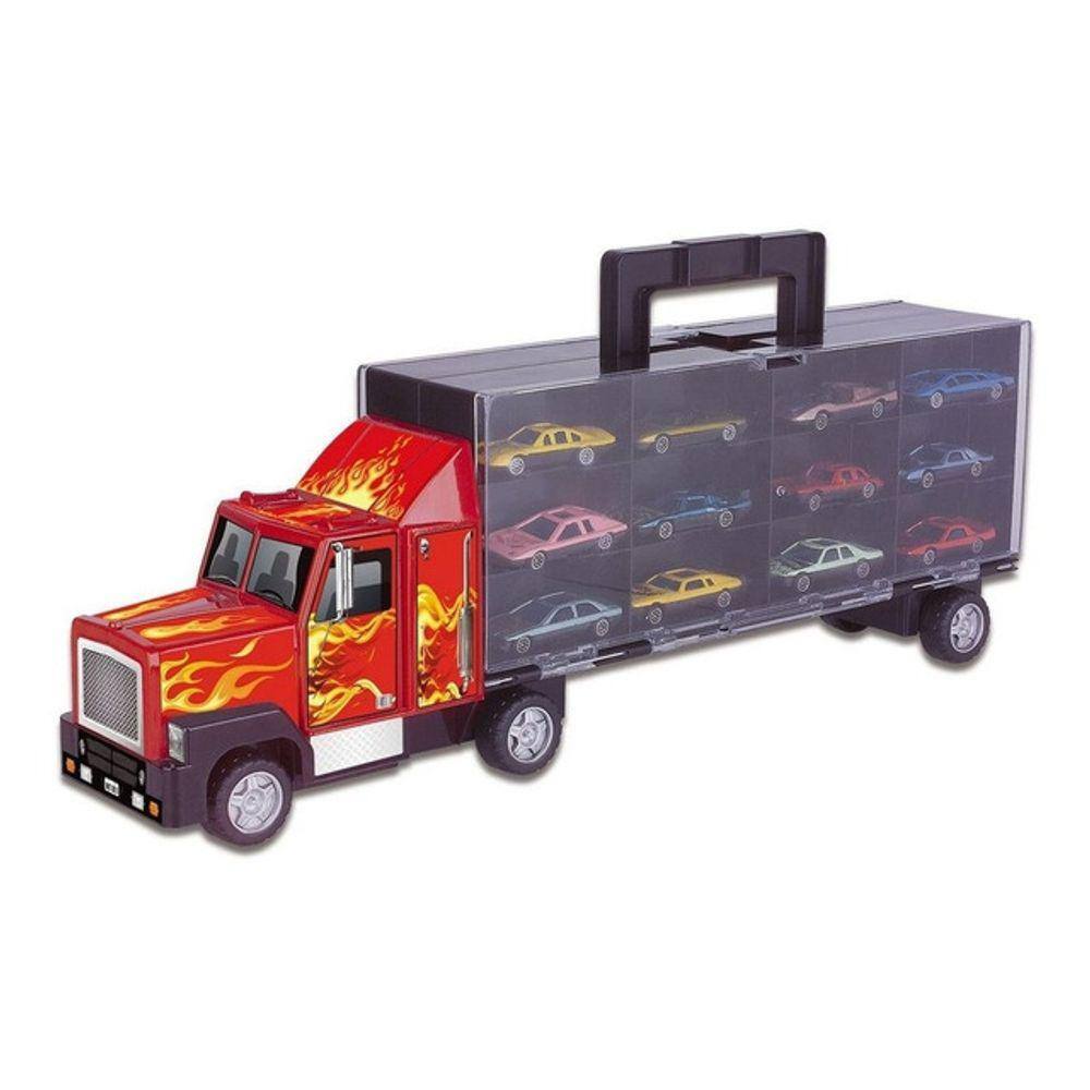 Carreta C/12 Carrinhos Infantil Caminhão Cegonha Criança