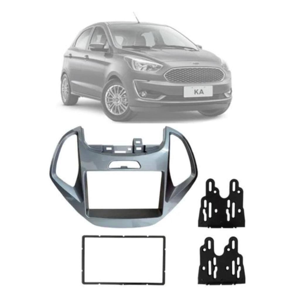 Moldura Fiamon 2 Din 4017 Cinza Ford KA/KA+ de 2014 até 2018