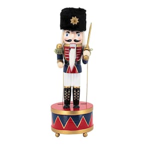 Boneco Soldado Quebra Nozes Musical De Dar Corda Natal 30cm