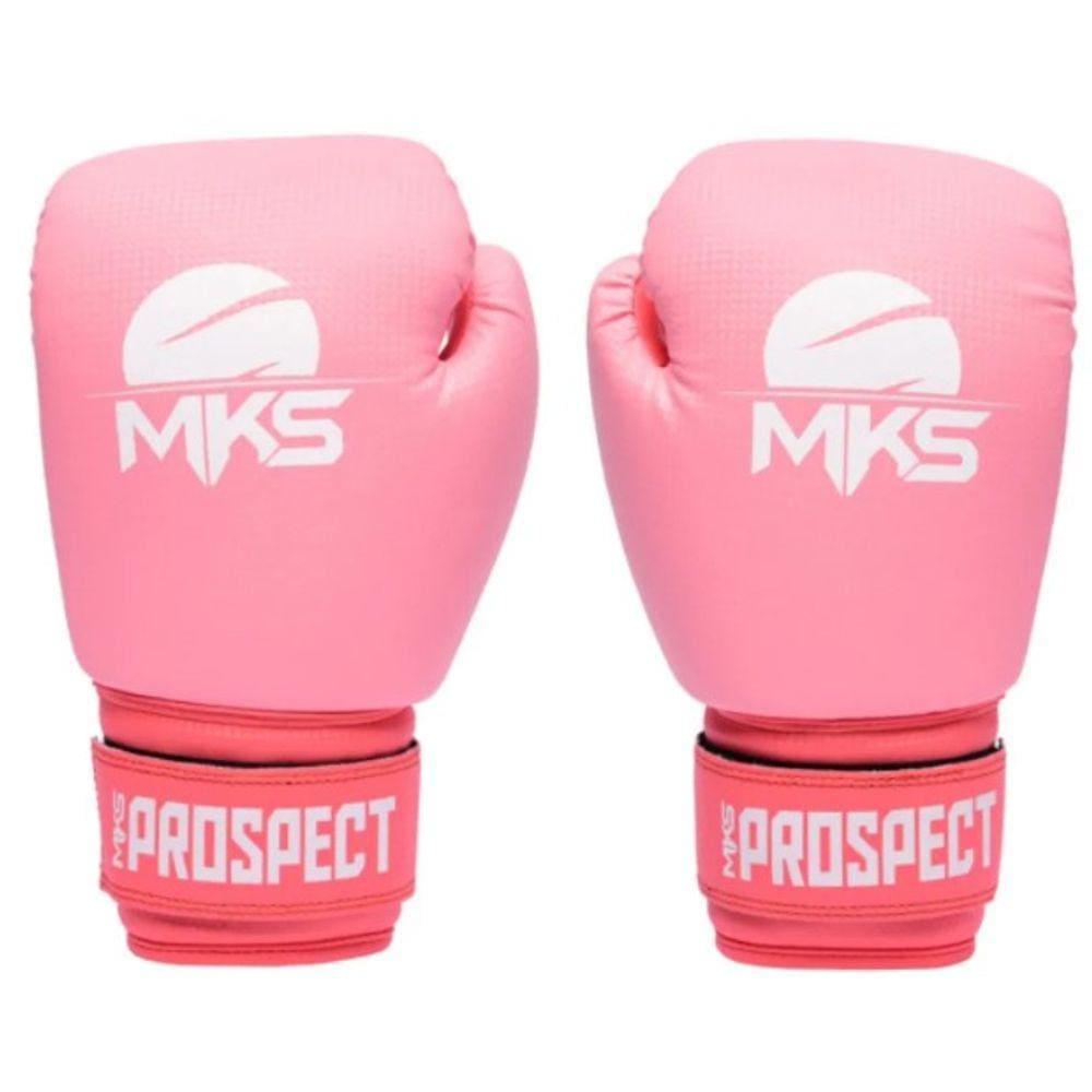Kit Luva Boxe Thai Prospect Mks Combat Rosa + Bandagem + Protetor Bucal