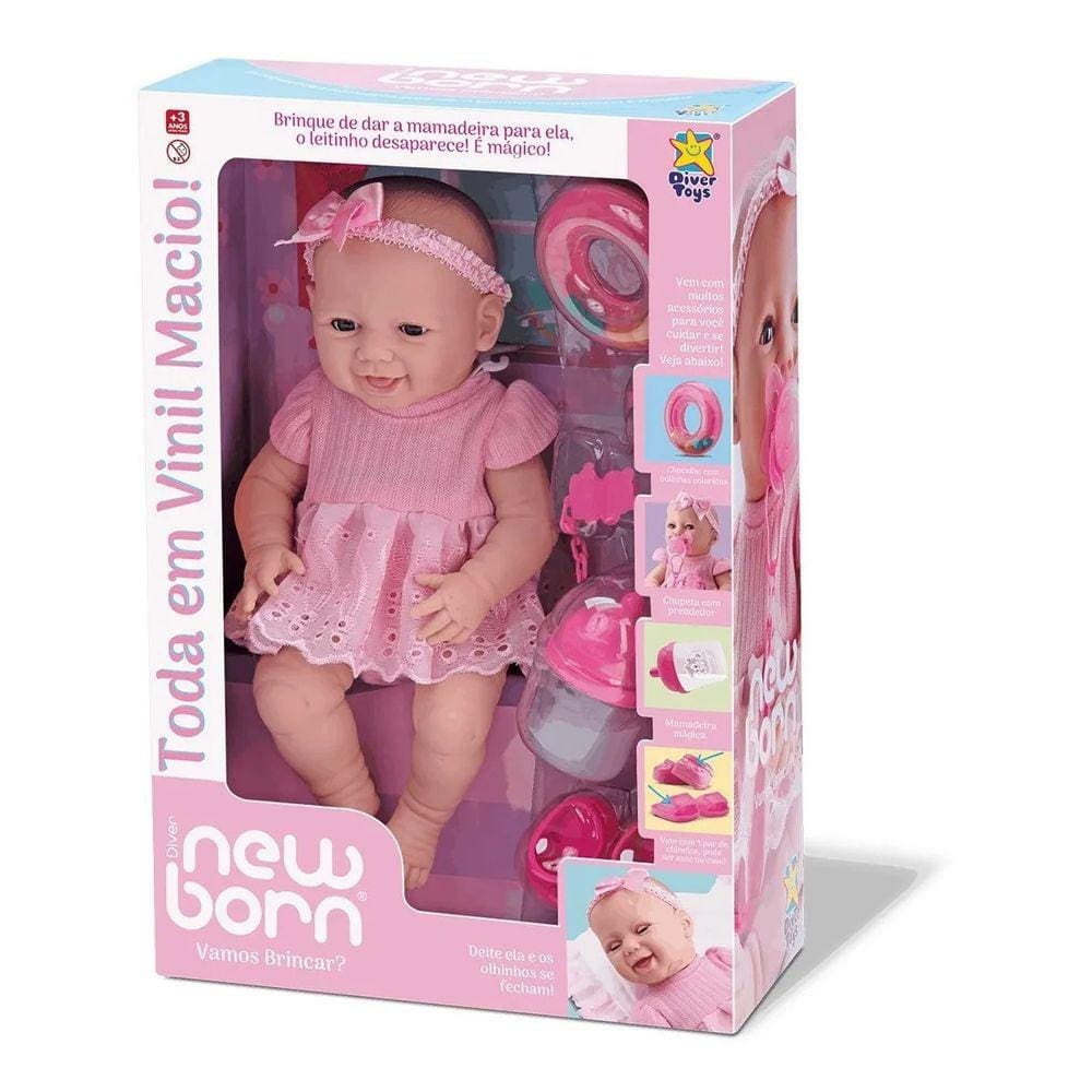 Boneca Diver New Born Vamos Brincar - Divertoys