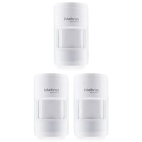 Kit 3 Sensores Infra Passivo Sem Fio Pet Immunity 20 Kg Uso Interno IVP 8000 PET Intelbras