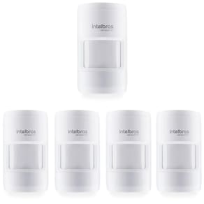 Kit 5 Sensores Infra Passivo Sem Fio Pet Immunity 20 Kg Uso Interno IVP 8000 PET Intelbras