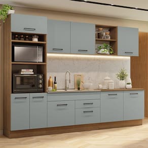 Armário de Cozinha Completa 310cm Rustic/Cinza Agata Madesa 02