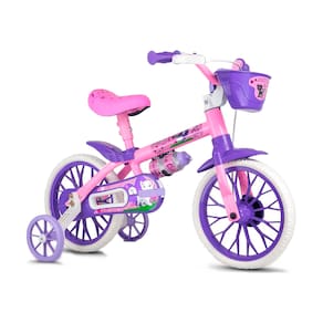 Bicicleta Infantil Aro 12 com Garrafinha Rosa e Violeta Cat Nathor