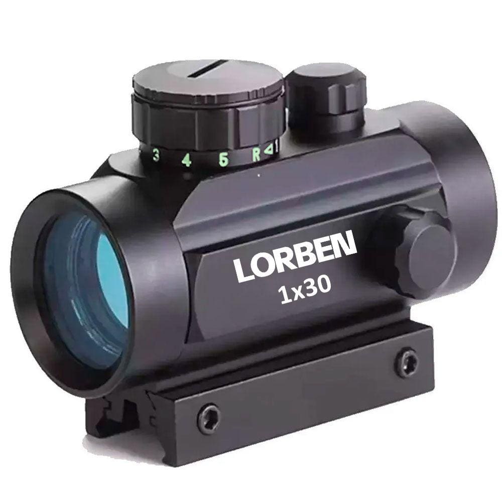 Luneta Holográfica Dot Vermelho e Verde Luneta 1x30 Trilhos 11/22mm Lorben