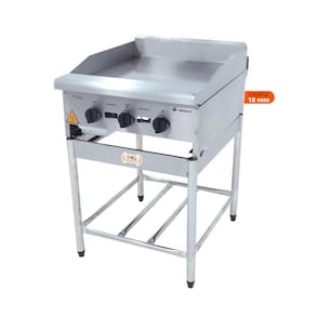 Chapa Americana Profissional 60cm a Gás 18mm Lisa Inox com Pé CGP60 - Venâncio