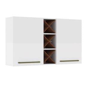 Armário Aéreo 2 Portas Com Garrafeiro Favorita Branco / Natura