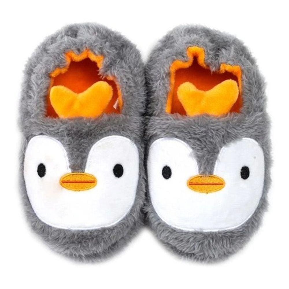 Pantufa Infantil Antiderrapante Menino Pinguim Pelo Inverno