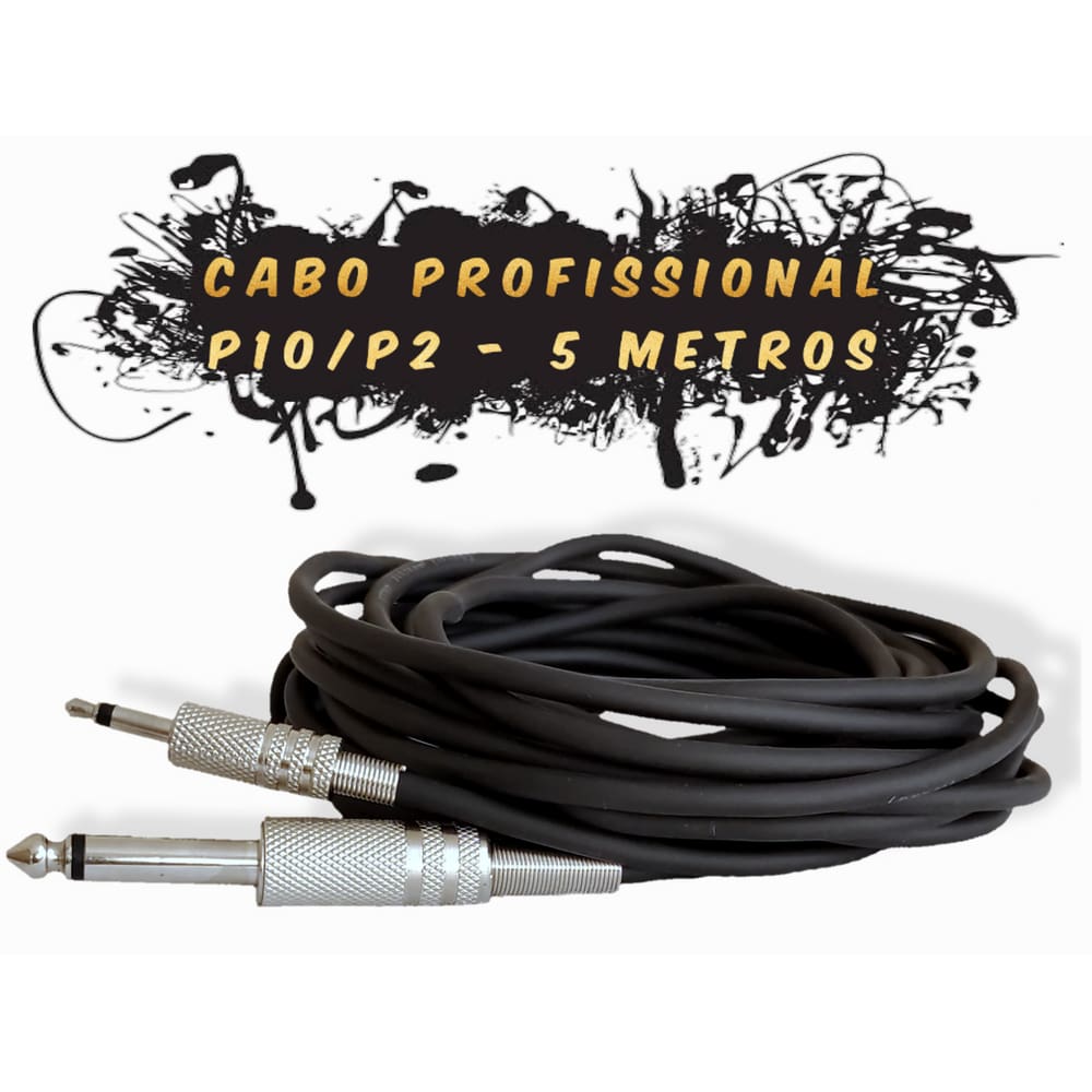 Cabo P2/ P10 5Metros Caixa De Som Violão Guitarra Prime