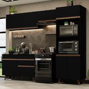 Armário de Cozinha Completa 260cm Preto Reims Madesa 09