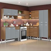 Armário de Cozinha Completa de Canto 417cm Rustic/Cinza Emilly Ice Madesa