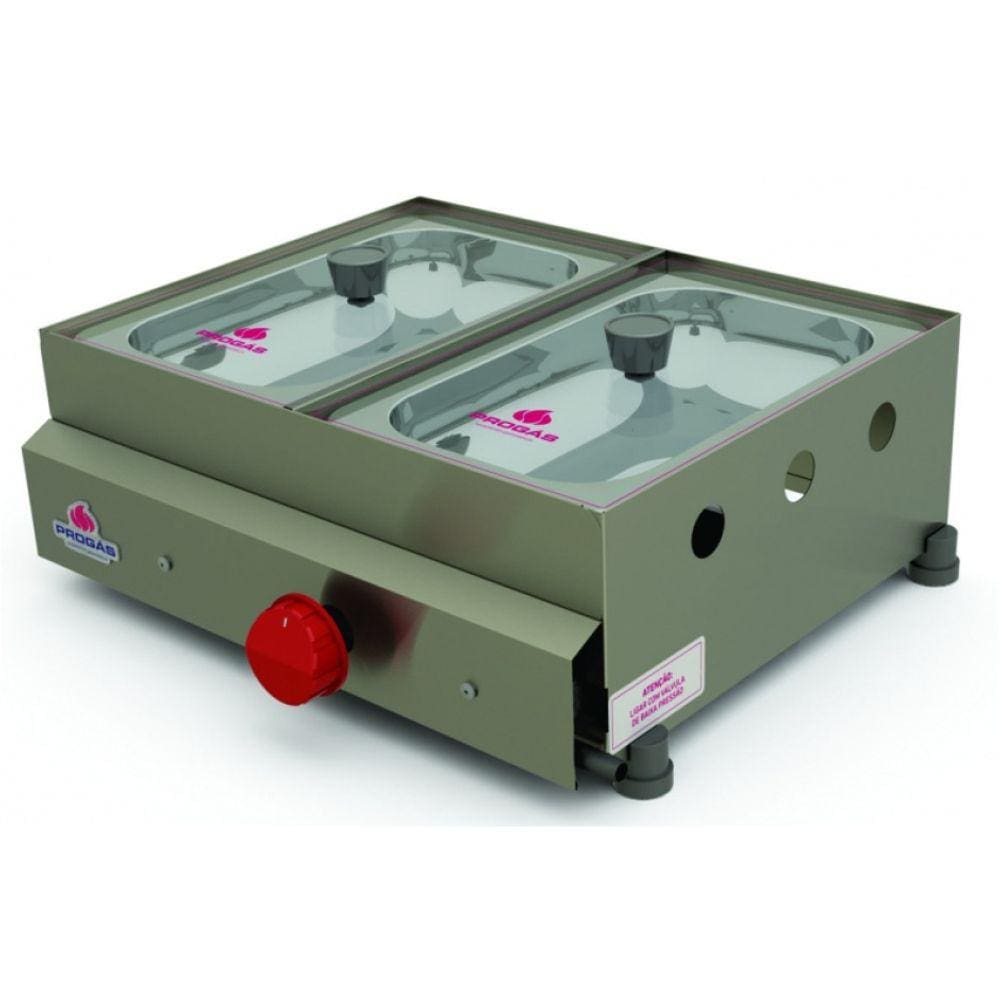 Molheira 2 Cubas Inox Tampa de Vidro Progás PR-02G Style