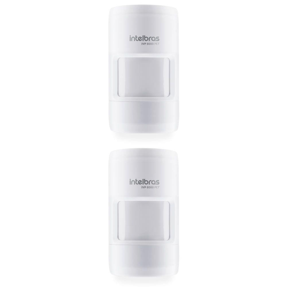 Kit 2 Sensores Infra Passivo Sem Fio Pet Immunity 20 Kg Uso Interno IVP 8000 PET Intelbras