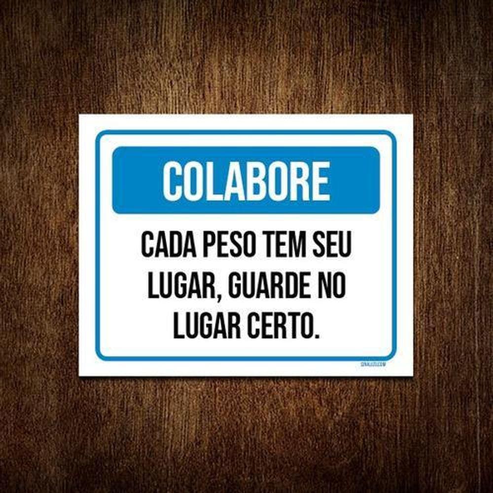 Kit 3 Placa Academia - Colabore Cada Peso Tem Seu Lugar