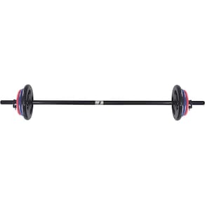 Kit Polipump com Barra Preta com 16kg de anilhas emborrachadas Preta Poli Sports